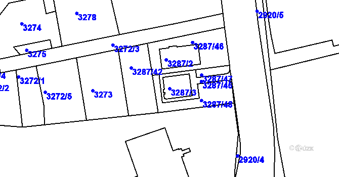 Parcela st. 3287/3 v KÚ Varnsdorf, Katastrální mapa
