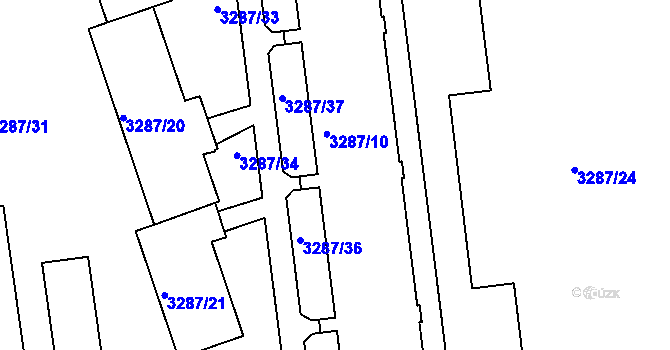 Parcela st. 3287/9 v KÚ Varnsdorf, Katastrální mapa