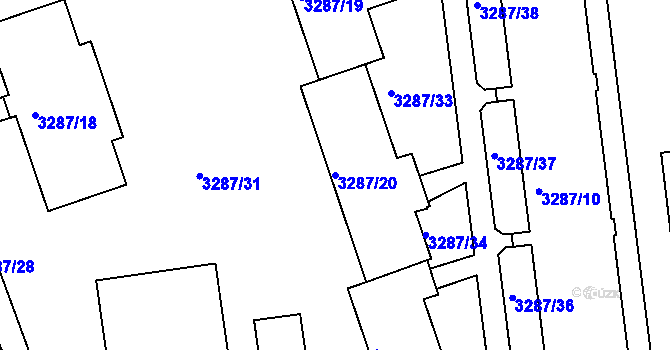 Parcela st. 3287/20 v KÚ Varnsdorf, Katastrální mapa