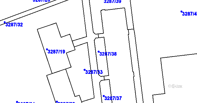 Parcela st. 3287/38 v KÚ Varnsdorf, Katastrální mapa