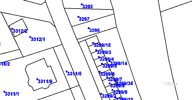 Parcela st. 3299/3 v KÚ Varnsdorf, Katastrální mapa