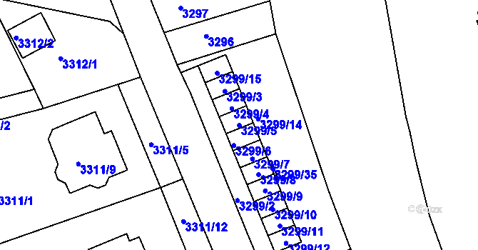 Parcela st. 3299/5 v KÚ Varnsdorf, Katastrální mapa