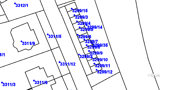Parcela st. 3299/8 v KÚ Varnsdorf, Katastrální mapa