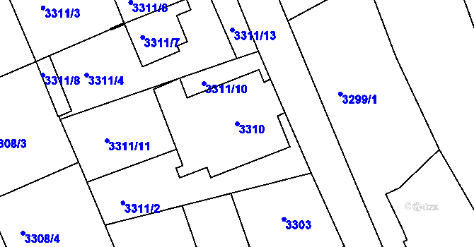 Parcela st. 3310 v KÚ Varnsdorf, Katastrální mapa