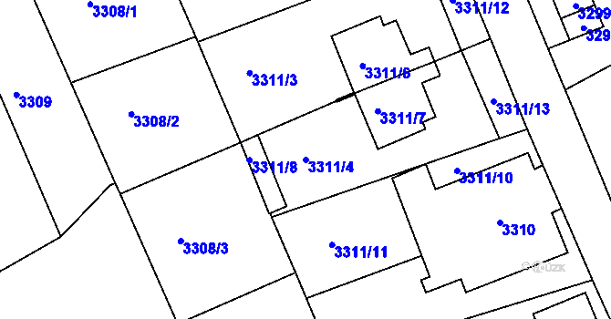 Parcela st. 3311/4 v KÚ Varnsdorf, Katastrální mapa