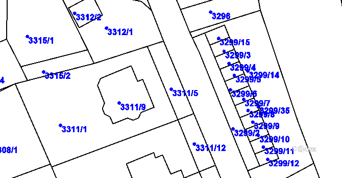 Parcela st. 3311/5 v KÚ Varnsdorf, Katastrální mapa