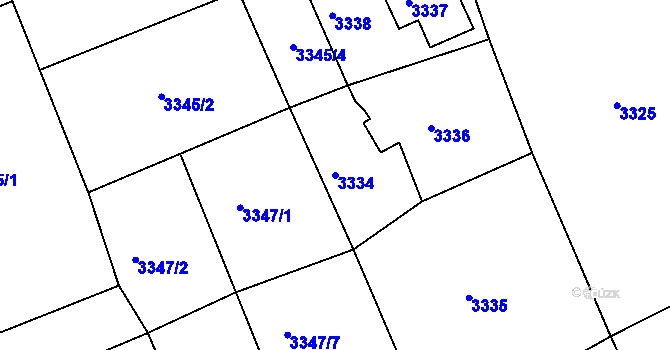 Parcela st. 3334 v KÚ Varnsdorf, Katastrální mapa