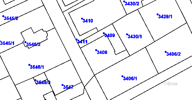 Parcela st. 3408 v KÚ Varnsdorf, Katastrální mapa