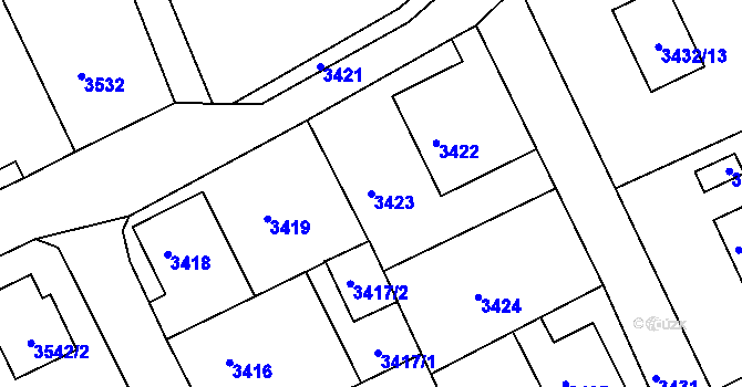 Parcela st. 3423 v KÚ Varnsdorf, Katastrální mapa