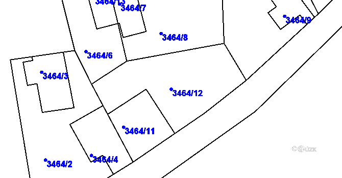 Parcela st. 3464/12 v KÚ Varnsdorf, Katastrální mapa