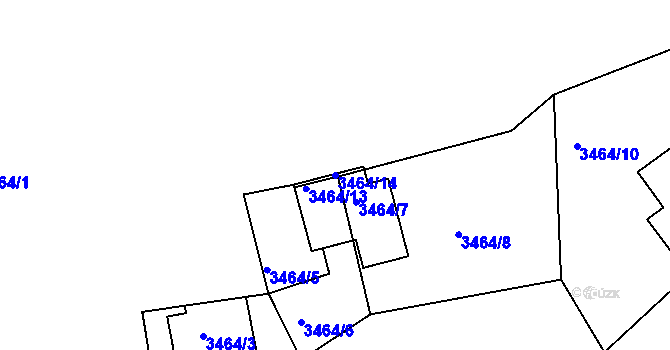 Parcela st. 3464/14 v KÚ Varnsdorf, Katastrální mapa