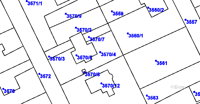 Parcela st. 3570/4 v KÚ Varnsdorf, Katastrální mapa