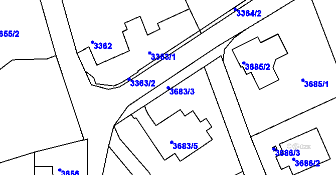 Parcela st. 3683/3 v KÚ Varnsdorf, Katastrální mapa