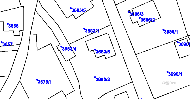 Parcela st. 3683/6 v KÚ Varnsdorf, Katastrální mapa