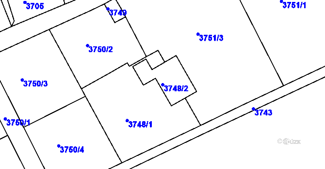 Parcela st. 3748/2 v KÚ Varnsdorf, Katastrální mapa