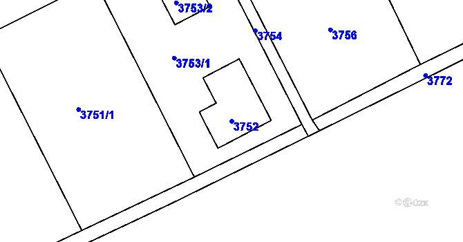 Parcela st. 3752 v KÚ Varnsdorf, Katastrální mapa