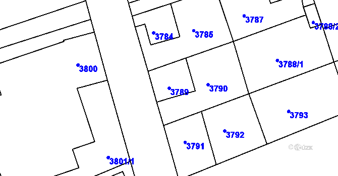 Parcela st. 3789 v KÚ Varnsdorf, Katastrální mapa