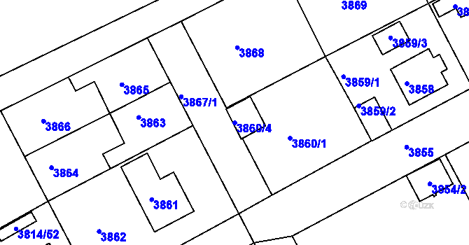 Parcela st. 3860/4 v KÚ Varnsdorf, Katastrální mapa
