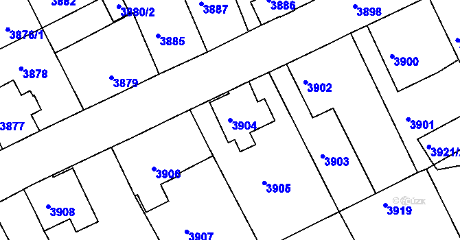 Parcela st. 3904 v KÚ Varnsdorf, Katastrální mapa