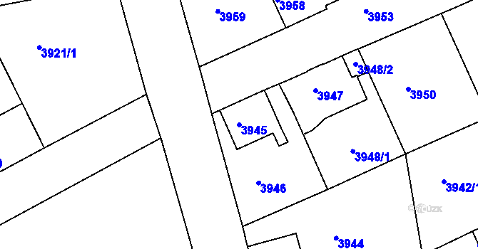 Parcela st. 3945 v KÚ Varnsdorf, Katastrální mapa