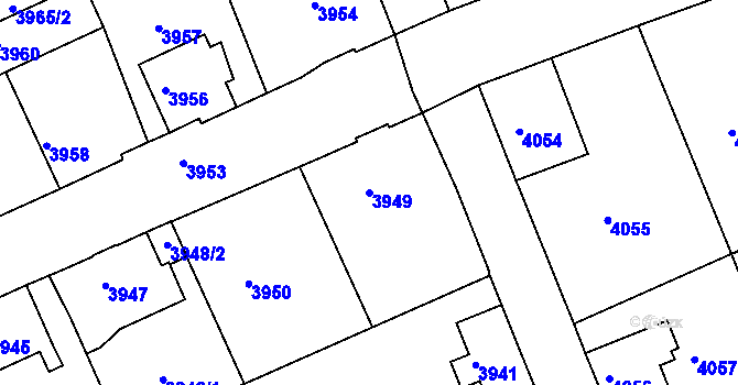 Parcela st. 3949 v KÚ Varnsdorf, Katastrální mapa