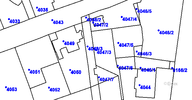 Parcela st. 4047/3 v KÚ Varnsdorf, Katastrální mapa
