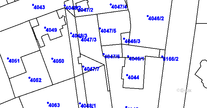 Parcela st. 4047/6 v KÚ Varnsdorf, Katastrální mapa