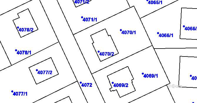 Parcela st. 4070/2 v KÚ Varnsdorf, Katastrální mapa