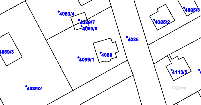 Parcela st. 4088 v KÚ Varnsdorf, Katastrální mapa