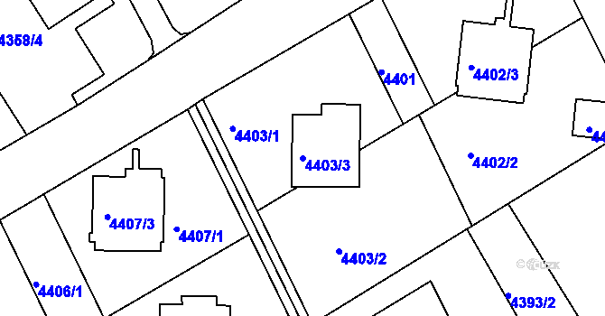 Parcela st. 4403/3 v KÚ Varnsdorf, Katastrální mapa