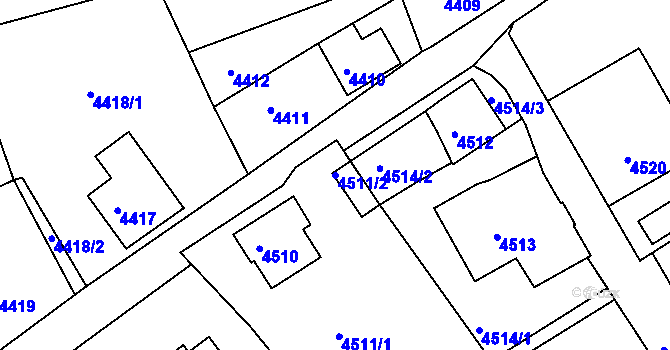 Parcela st. 4511/2 v KÚ Varnsdorf, Katastrální mapa