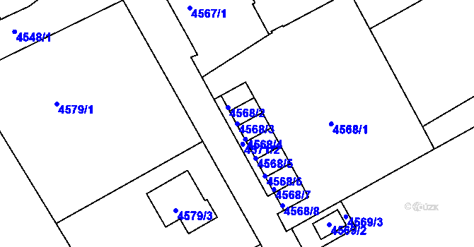 Parcela st. 4568/3 v KÚ Varnsdorf, Katastrální mapa