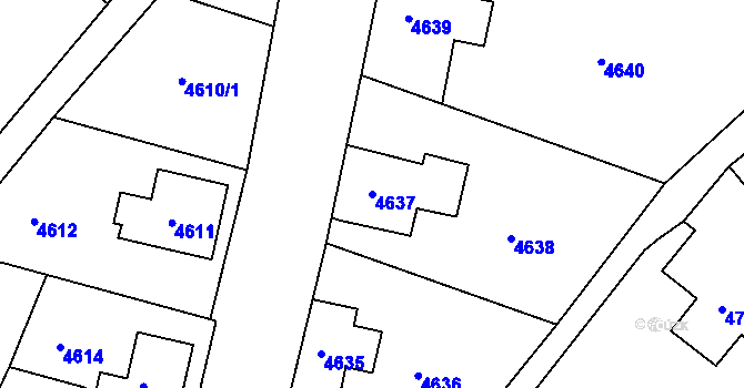 Parcela st. 4637 v KÚ Varnsdorf, Katastrální mapa