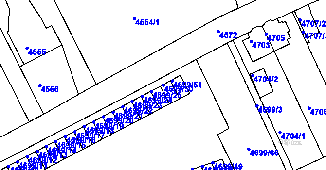 Parcela st. 4699/50 v KÚ Varnsdorf, Katastrální mapa
