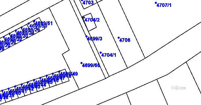 Parcela st. 4704/1 v KÚ Varnsdorf, Katastrální mapa