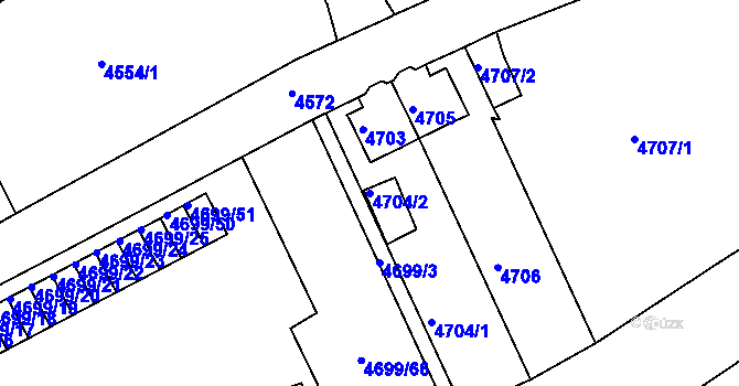 Parcela st. 4704/2 v KÚ Varnsdorf, Katastrální mapa