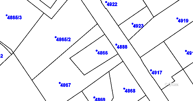 Parcela st. 4866 v KÚ Varnsdorf, Katastrální mapa