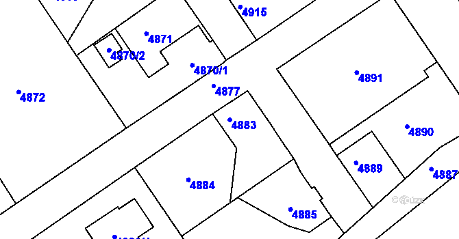Parcela st. 4883 v KÚ Varnsdorf, Katastrální mapa
