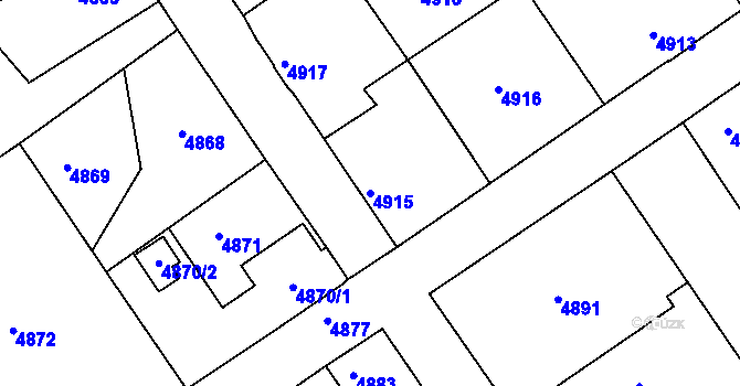 Parcela st. 4915 v KÚ Varnsdorf, Katastrální mapa
