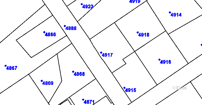 Parcela st. 4917 v KÚ Varnsdorf, Katastrální mapa