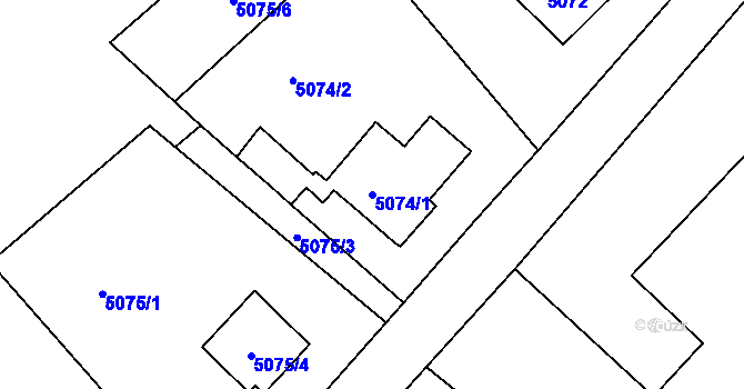 Parcela st. 5074/1 v KÚ Varnsdorf, Katastrální mapa