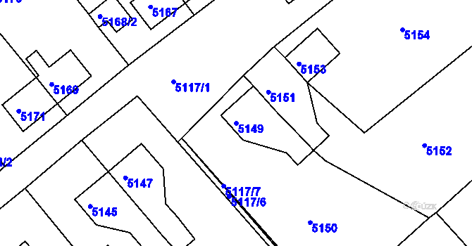 Parcela st. 5149 v KÚ Varnsdorf, Katastrální mapa