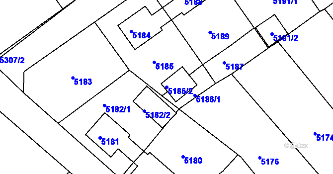 Parcela st. 5186/2 v KÚ Varnsdorf, Katastrální mapa