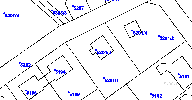 Parcela st. 5201/3 v KÚ Varnsdorf, Katastrální mapa