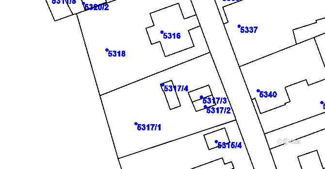 Parcela st. 5317/4 v KÚ Varnsdorf, Katastrální mapa
