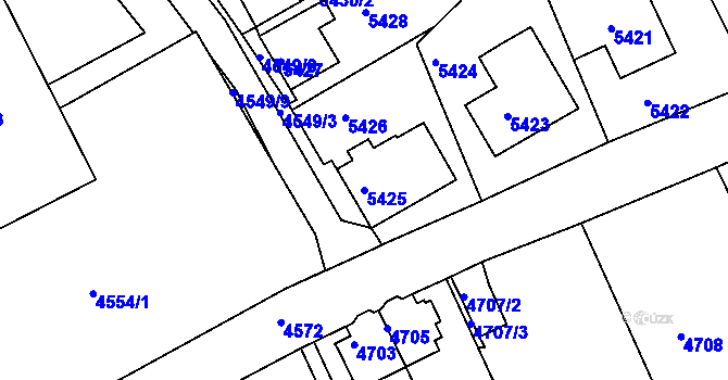 Parcela st. 5425 v KÚ Varnsdorf, Katastrální mapa