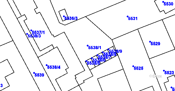 Parcela st. 5538/1 v KÚ Varnsdorf, Katastrální mapa