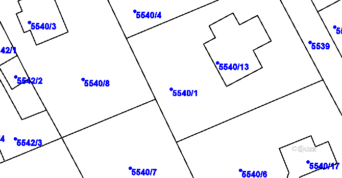 Parcela st. 5540/1 v KÚ Varnsdorf, Katastrální mapa