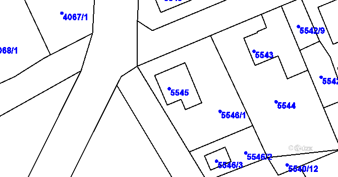 Parcela st. 5545 v KÚ Varnsdorf, Katastrální mapa