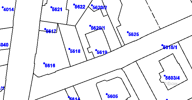 Parcela st. 5619 v KÚ Varnsdorf, Katastrální mapa